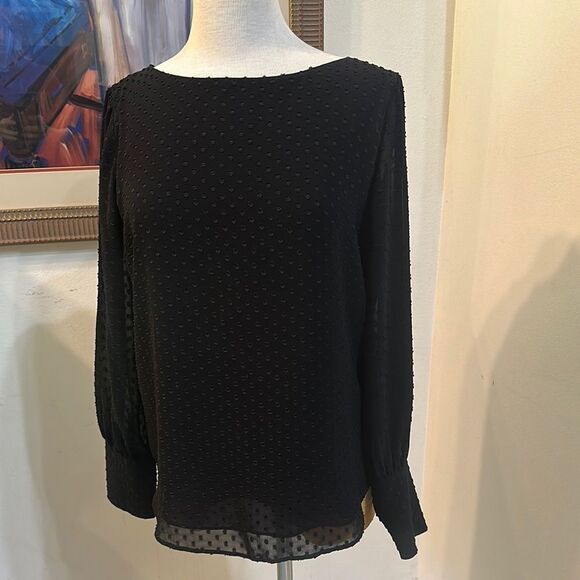 Ann Taylor Elegant Black Patterned Top Size Small - Picture 1 of 11